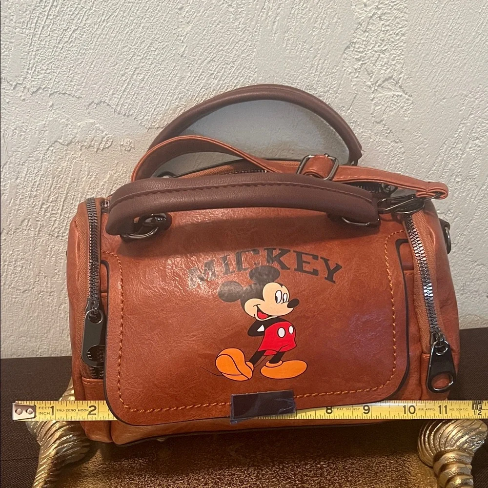 #1637* Unisex’s Mickey Leather-Style Brown Top-Handle - Picture 5 of 14